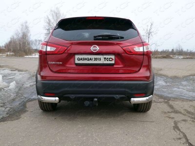 Защита задняя уголки овальные под фаркоп 75х42 мм ТСС для Nissan Qashqai (СПБ) 2015-2019