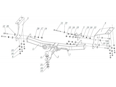 Фаркоп Бизон шар Е съемное крепление под американский квадрат для Mitsubishi Outlander 2007-2012