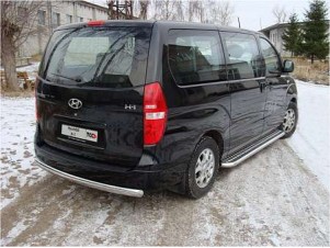 Защита заднего бампера овальная 75х42 мм для Hyundai H-1 Starex № HYUNH113-05