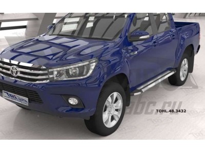 Пороги алюминиевые Brillant серебристые для Toyota Hilux 2015-2021