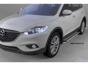 Пороги алюминиевые Brillant серебристые на Mazda CX-9 № MAC9.48.0127