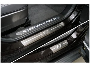 Накладки на пороги (лист шлифованный надпись F7) 4шт для Haval F7 2022 – н.в. HAVF722-06