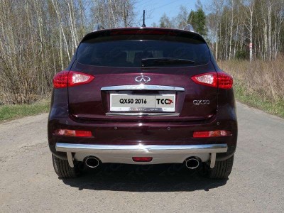Защита заднего бампера овальная 75х42 мм ТСС для Infiniti QX50 2016-2017