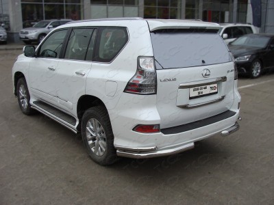 Защита задняя двойные уголки 76-42 мм ТСС для Lexus GX460 2014-2019