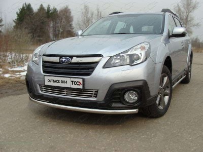 Защита переднего бампера 50 мм ТСС для Subaru Outback 2012-2014