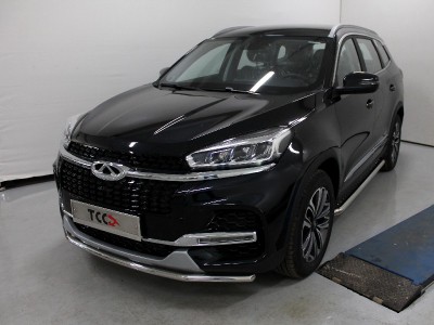 Защита переднего бампера 42 мм ТСС для Chery Tiggo 8 2020-2021