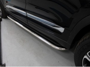 Пороги с площадкой нержавеющий лист 75х42 мм для Chery Tiggo 8 № CHERTIG820-29