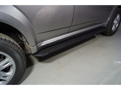 Пороги алюминиевые Slim Line Black ТСС для Haval H5 2020-2021
