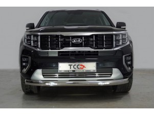 Защита передняя овальная с ДХО 75х42 мм для Kia Mohave № KIAMOH20-16