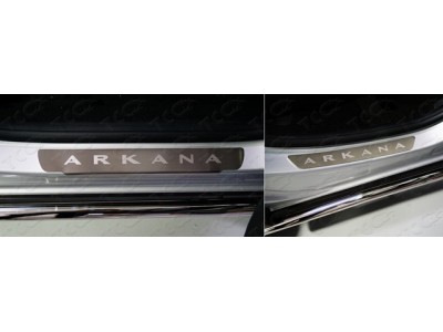 Накладки на пороги лист шлифованный надпись Arkana 4 шт ТСС для Renault Arkana 2019-2021