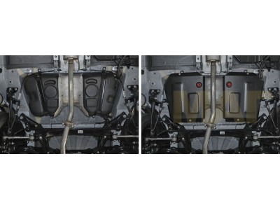 Защита топливного бака Автоброня для 1,8 и 2,0 сталь 2 мм из 2-х частей для Geely Emgrand X7 2018-2021