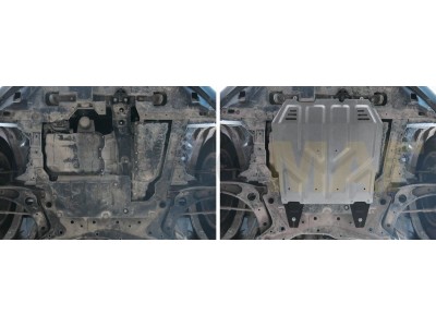 Защита картера и КПП Rival для 1,5/1,6/1,8/2,0/2,2/2,4 алюминий 4 мм для Mitsubishi Outlander XL/ASX/Lancer 10/Peugeot 4007/4 2006-2017