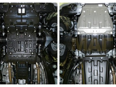 Защита картера Rival для 4,5D/4,6/4,7/5,7 алюминий 4 мм часть 1 для Toyota Land Cruiser 200/Lexus LX-570 2007-2021