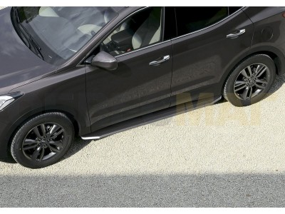 Пороги алюминиевые Rival Premium для Hyundai Santa Fe 2006-2012