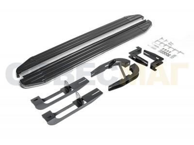 Пороги алюминиевые Rival Premium для Hyundai Santa Fe 2006-2012
