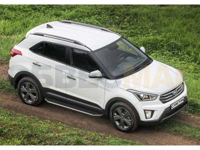 Пороги алюминиевые Rival Premium для Hyundai Creta 2016-2021