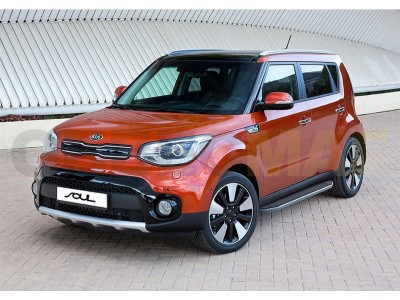Пороги алюминиевые Rival Premium для Kia Soul 2016-2021