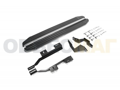 Пороги алюминиевые Rival Premium для Land Rover Freelander 2 2006-2014