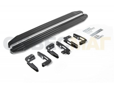 Пороги алюминиевые Rival Premium для Mitsubishi Pajero 4 2006-2021