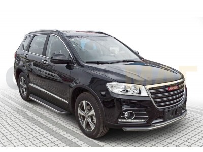 Пороги алюминиевые Rival Premium для Haval H6 2014-2020