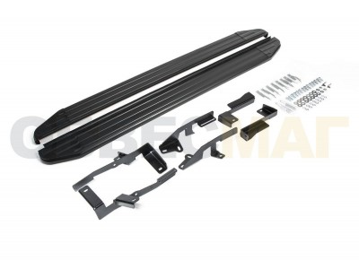 Пороги алюминиевые Rival Black для Ford Kuga 2013-2021