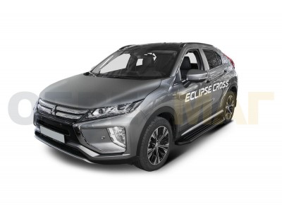 Пороги алюминиевые Rival Black для Mitsubishi Eclipse Cross 2018-2021