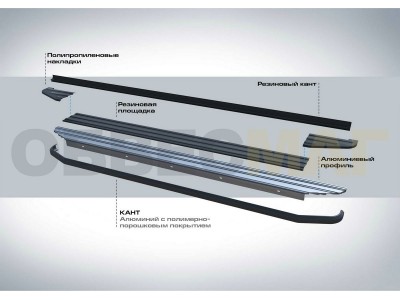 Пороги алюминиевые Rival Black для Nissan Murano 2016-2021