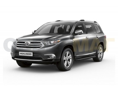 Пороги алюминиевые Rival Black для Toyota Highlander 2007-2014