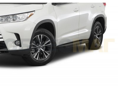 Пороги алюминиевые Rival Black для Toyota Highlander 2014-2020