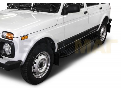 Пороги алюминиевые Rival Black для Нива ВАЗ 2131 1993-2021