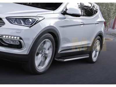 Пороги алюминиевые Rival Premium для Hyundai Santa Fe/Santa Fe Premium 2012-2018
