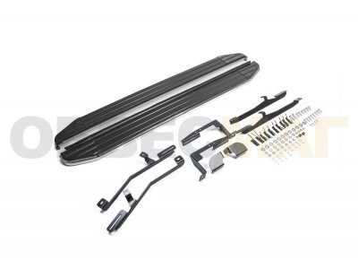 Пороги алюминиевые Rival Premium для Hyundai Santa Fe/Santa Fe Premium 2012-2018