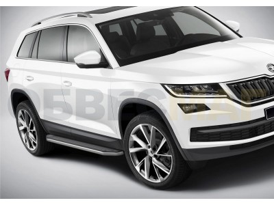 Пороги алюминиевые Rival Premium для Skoda Kodiaq 2017-2021