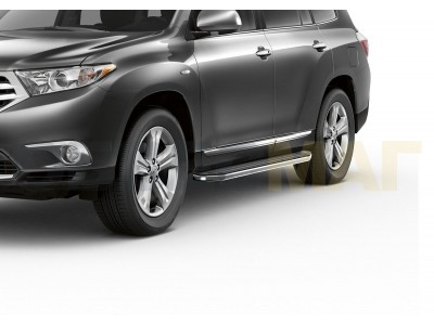 Пороги алюминиевые Rival Premium для Toyota Highlander 2007-2014