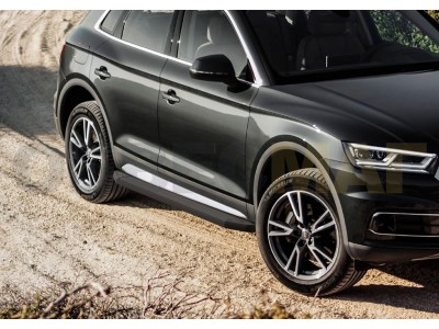 Пороги алюминиевые Rival Black для Audi Q5 2016-2021