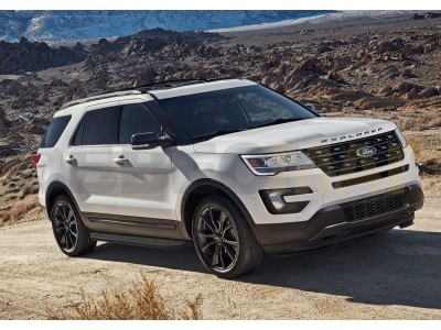 Пороги алюминиевые Rival Premium-Black для Ford Explorer 2011-2019