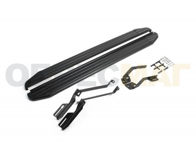Пороги алюминиевые Rival Premium-Black для Ford Explorer 2011-2019