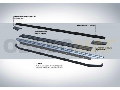 Пороги алюминиевые Rival Black для Mazda CX-9 2017-2021