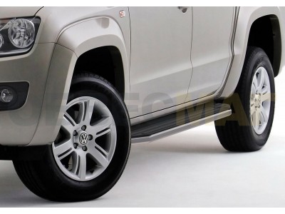 Пороги алюминиевые Rival Premium для Volkswagen Amarok 2010-2021