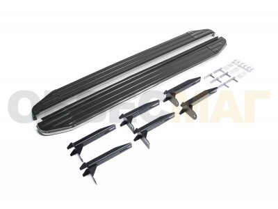 Пороги алюминиевые Rival Premium для Volkswagen Amarok 2010-2021
