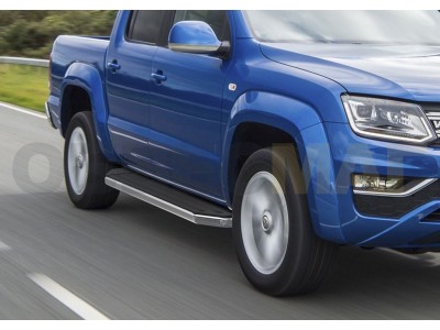Пороги алюминиевые Rival Premium для Volkswagen Amarok 2016-2021
