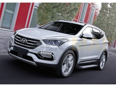 Пороги алюминиевые Rival BMW-Style для Hyundai Santa Fe/Santa Fe Premium 2012-2018