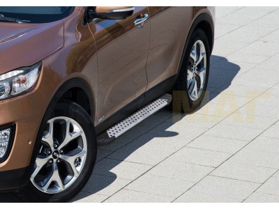 Пороги алюминиевые Rival BMW-Style для Kia Sorento Prime 2015-2021