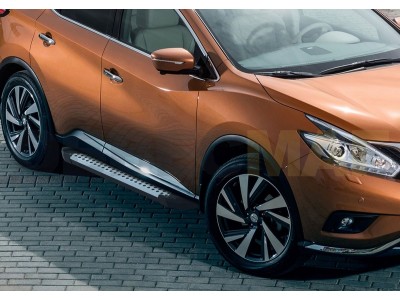 Пороги алюминиевые Rival BMW-Style для Nissan Murano 2016-2021
