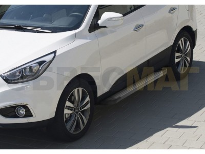 Пороги алюминиевые Rival Black New для Hyundai ix35/Kia Sportage 2010-2015