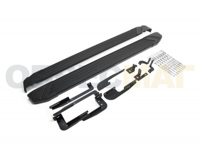 Пороги алюминиевые Rival Black New для Hyundai ix35/Kia Sportage 2010-2015