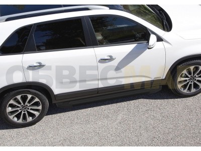 Пороги алюминиевые Rival Black New для Kia Sorento 2012-2020