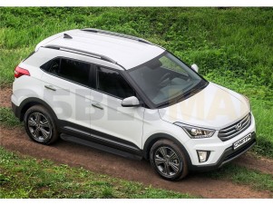 Пороги алюминиевые Rival Black New для Hyundai Creta № F173ALB.2310.1
