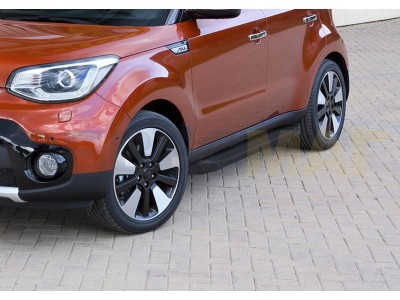 Пороги алюминиевые Rival Black New для Kia Soul 2016-2021