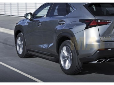 Пороги алюминиевые Rival Black New для Lexus NX-200/200t/300h 2014-2021
